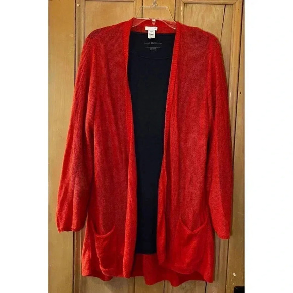 J.Jill Womens Set of 2 Cotton Top and Open Linen Cardigan Size Large Orange RARE - Picture 1 of 11
